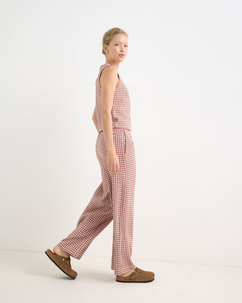Brown Gingham Tailored Waistcoat