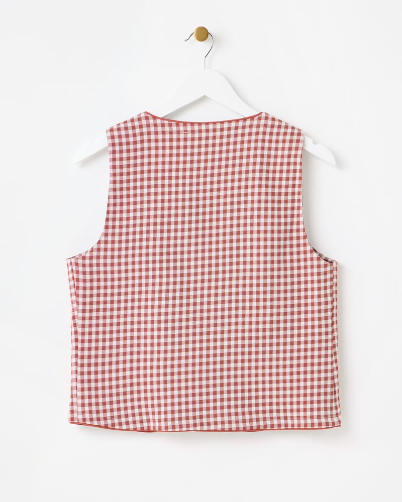 Brown Gingham Tailored Waistcoat