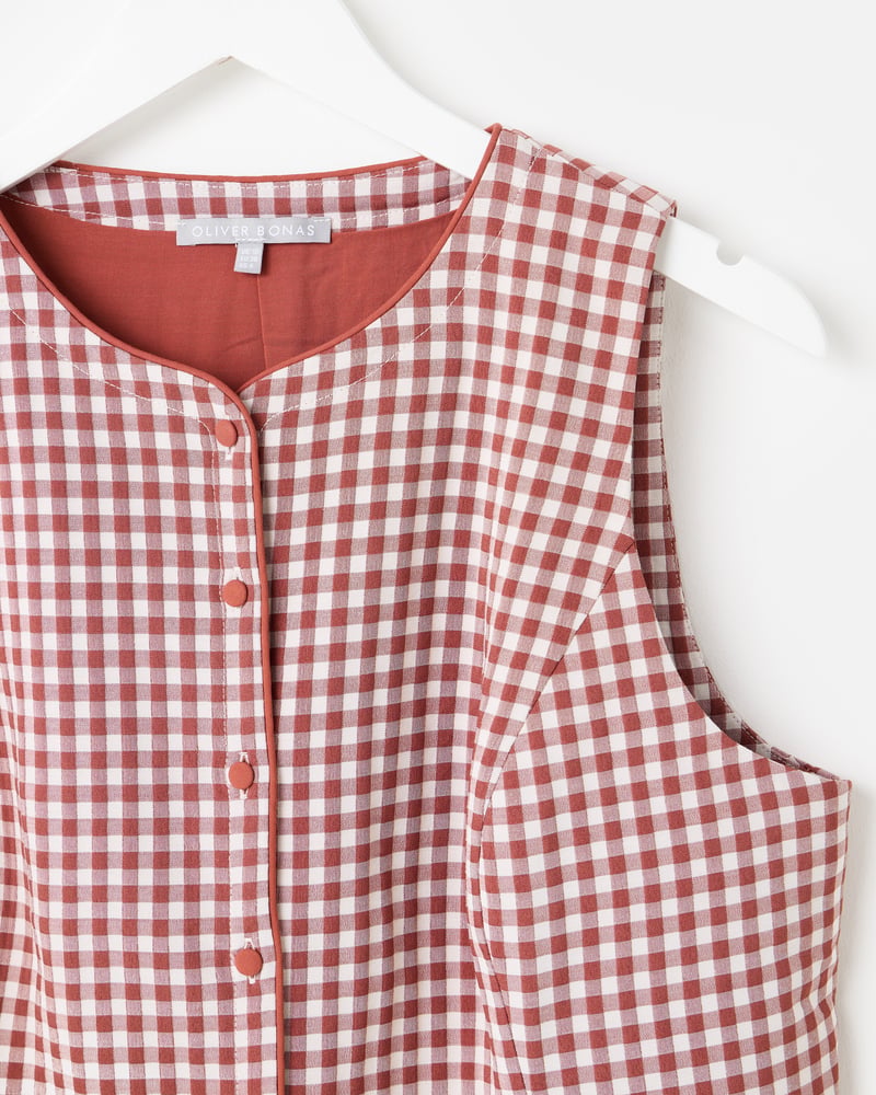 Brown Gingham Tailored Waistcoat