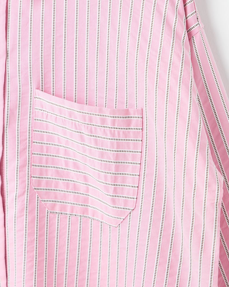 Light Pink & Brown Striped Wide Cuff Shirt