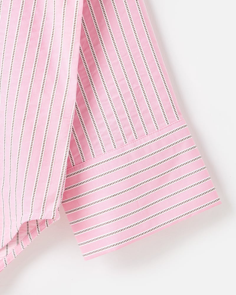 Light Pink & Brown Striped Wide Cuff Shirt