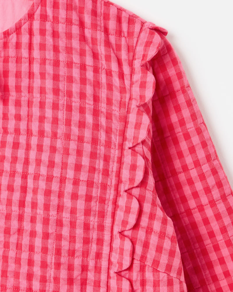 Pink Gingham Scalloped Quilted Jacket