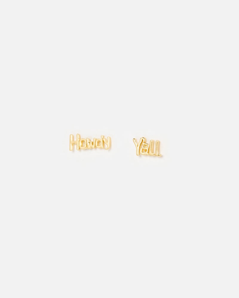 Howdy Y'All Gold Plated Stud Earrings