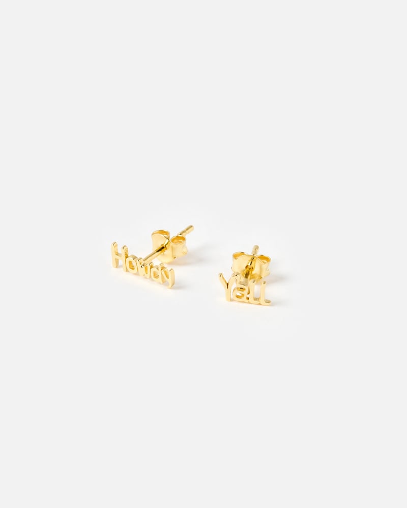 Howdy Y'All Gold Plated Stud Earrings