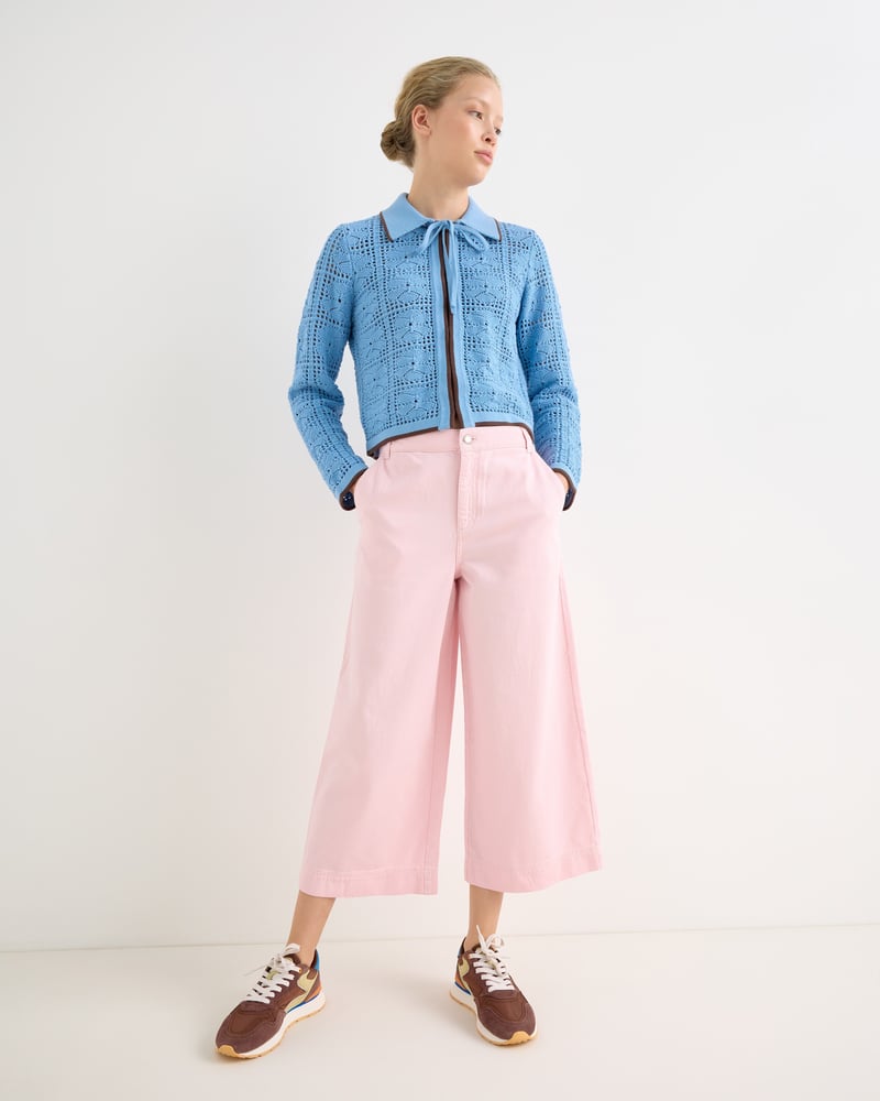 Light Pink Cropped Ultra Wide Leg Jeans