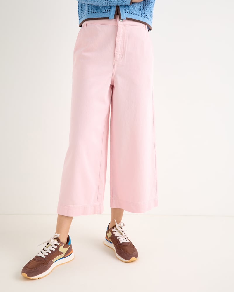 Light Pink Cropped Ultra Wide Leg Jeans