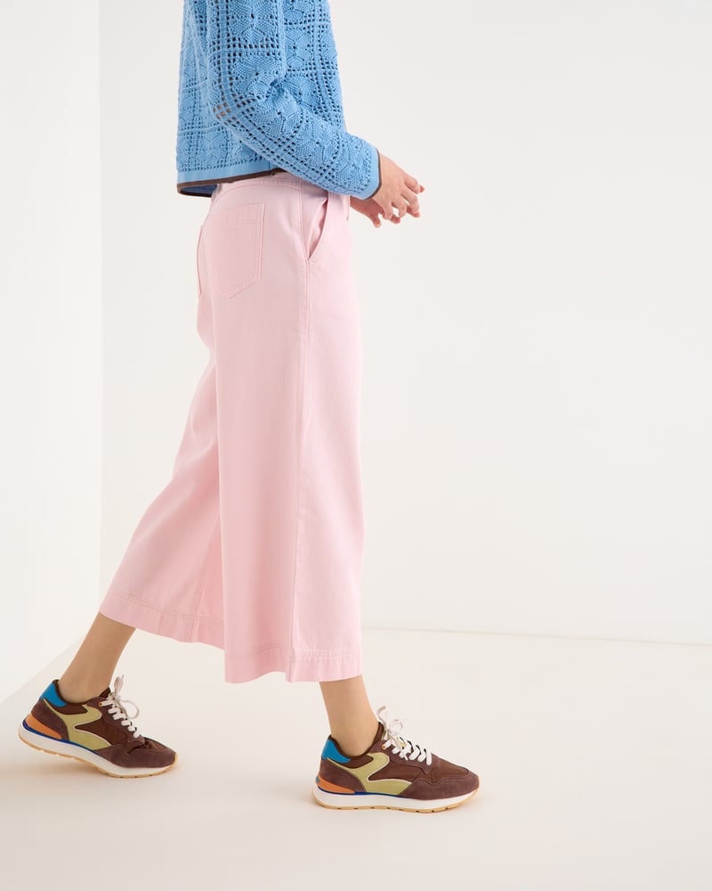 Light Pink Cropped Ultra Wide Leg Jeans
