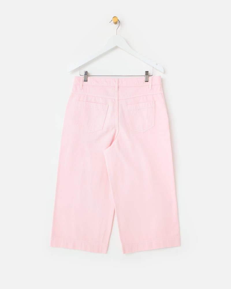 Light Pink Cropped Ultra Wide Leg Jeans