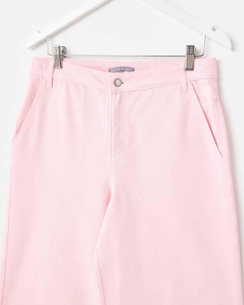 Light Pink Cropped Ultra Wide Leg Jeans