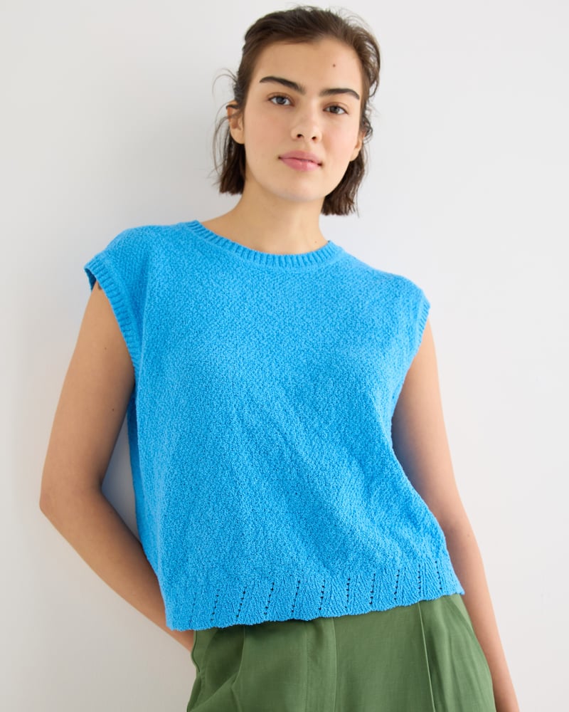 Blue Open Back Tie Detail Knitted Vest