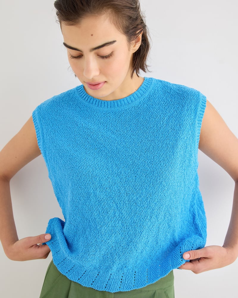 Blue Open Back Tie Detail Knitted Vest