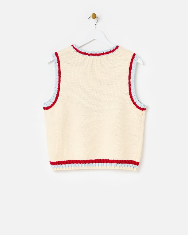 Ecru & Red Apple Knitted Tank Top