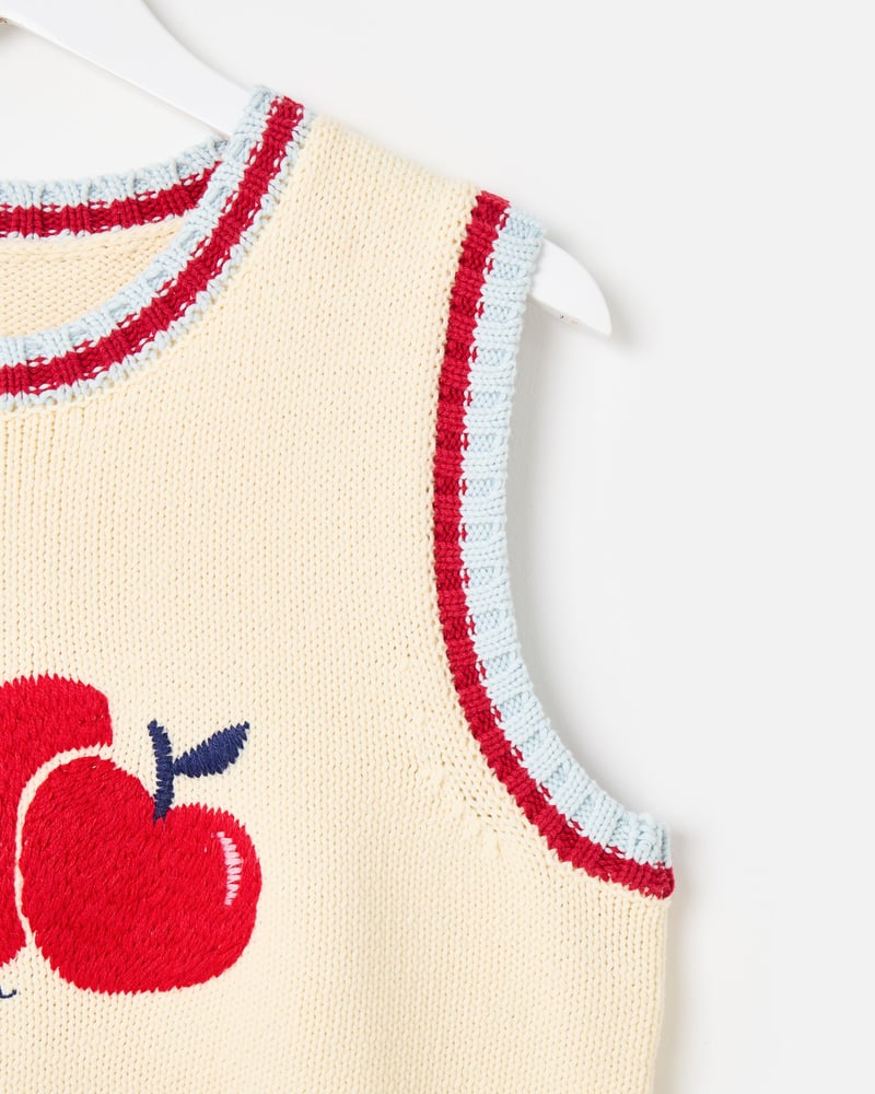 Ecru & Red Apple Knitted Tank Top