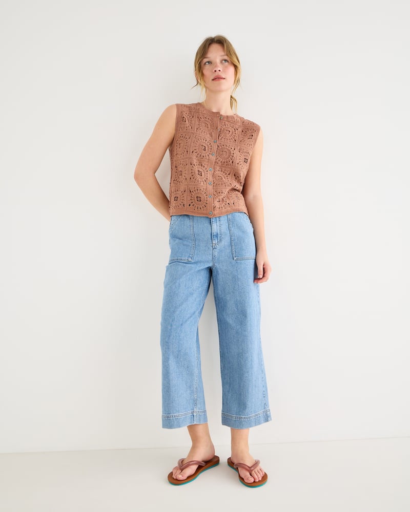 Brown Button Up Crochet Waistcoat