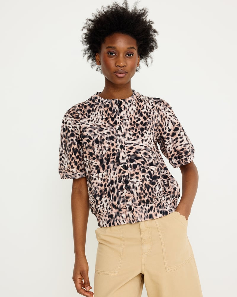 Sand Scalloped Pocket Cropped Wide Leg Jeans