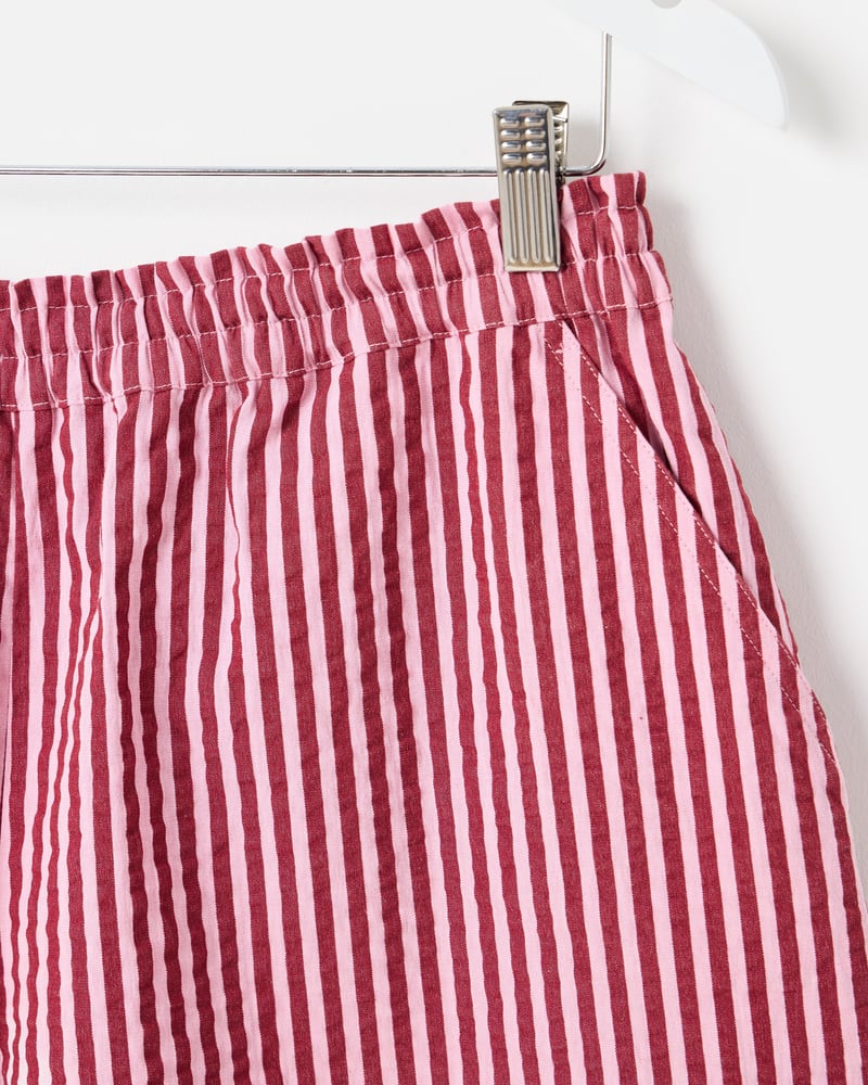 Pink & Burgundy Striped Seersucker Shorts