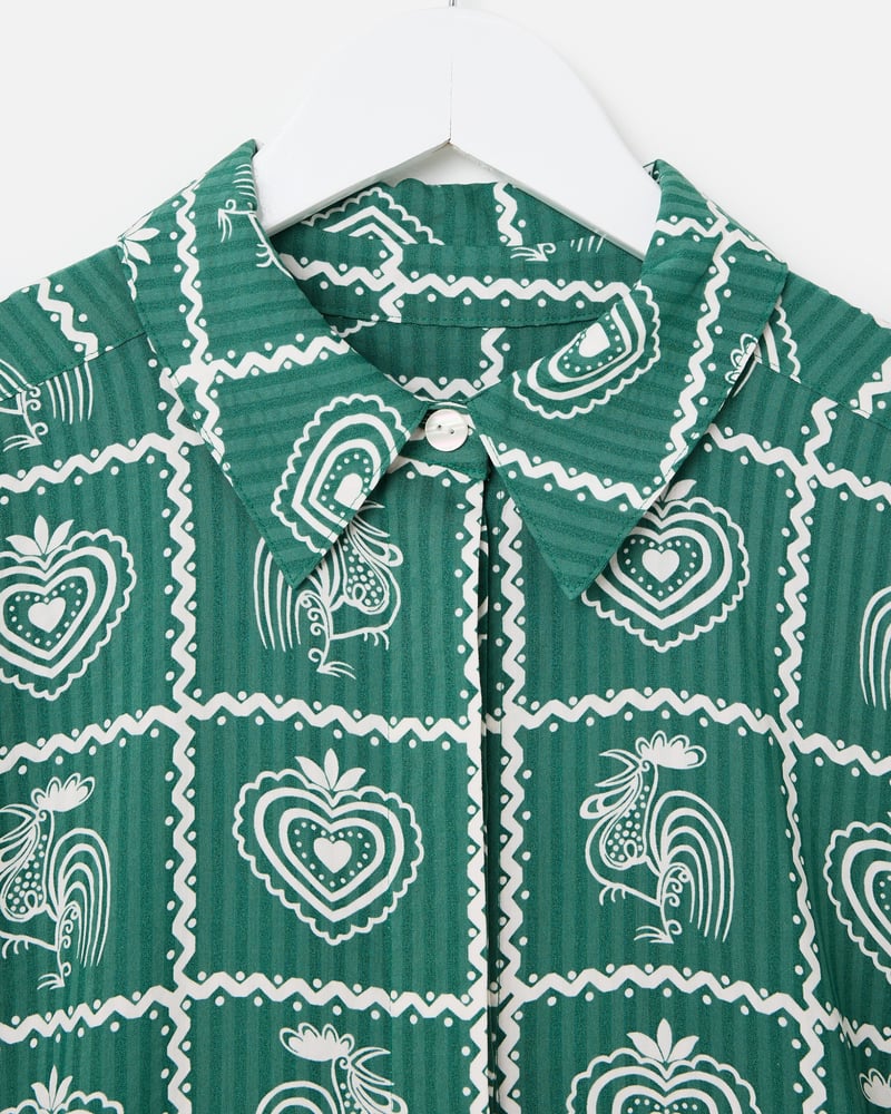 Green Tile Print Short Sleeve Playsuit