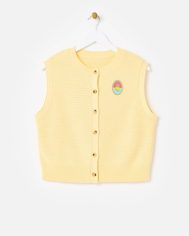 Yellow Button Up Knitted Waistcoat