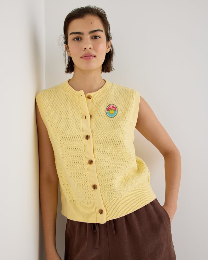 Yellow Button Up Knitted Waistcoat