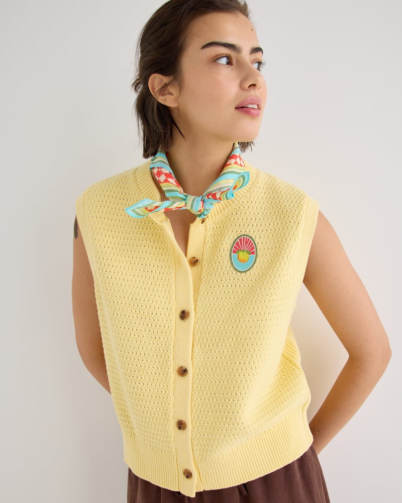 Yellow Button Up Knitted Waistcoat
