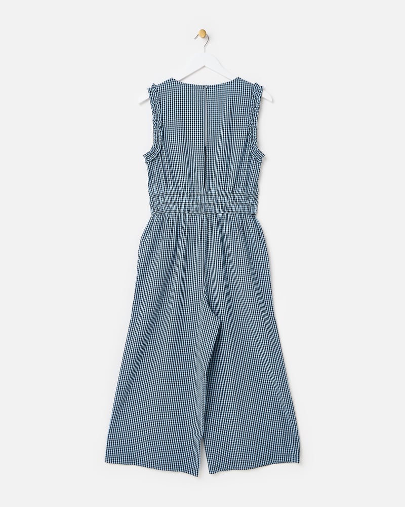 Blue & Black Gingham Sleeveless Cotton Jumpsuit