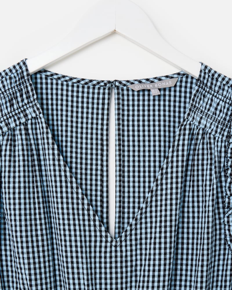 Blue & Black Gingham Sleeveless Cotton Jumpsuit