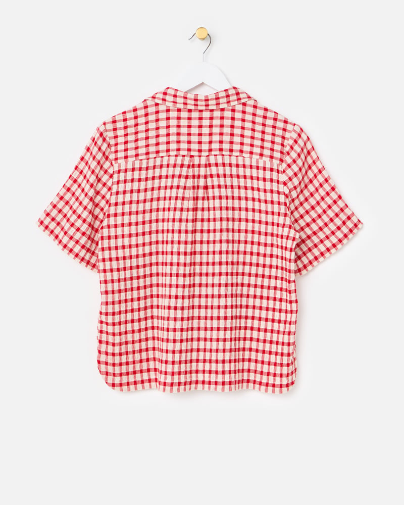 Red & Cream Gingham Pomegranate Short Sleeve Shirt