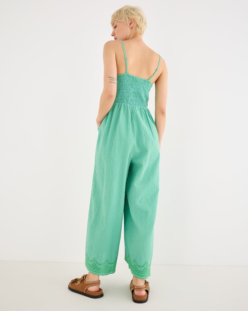 Green Striped Strappy Cropped Jumpsuit