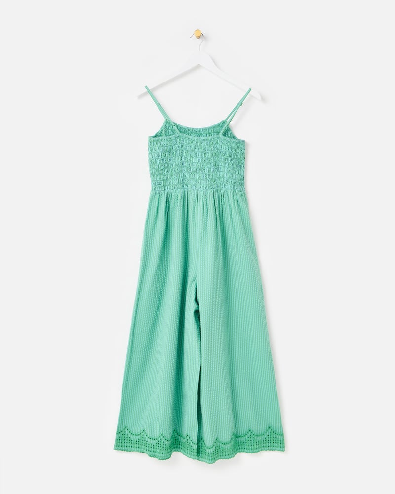 Green Striped Strappy Cropped Jumpsuit