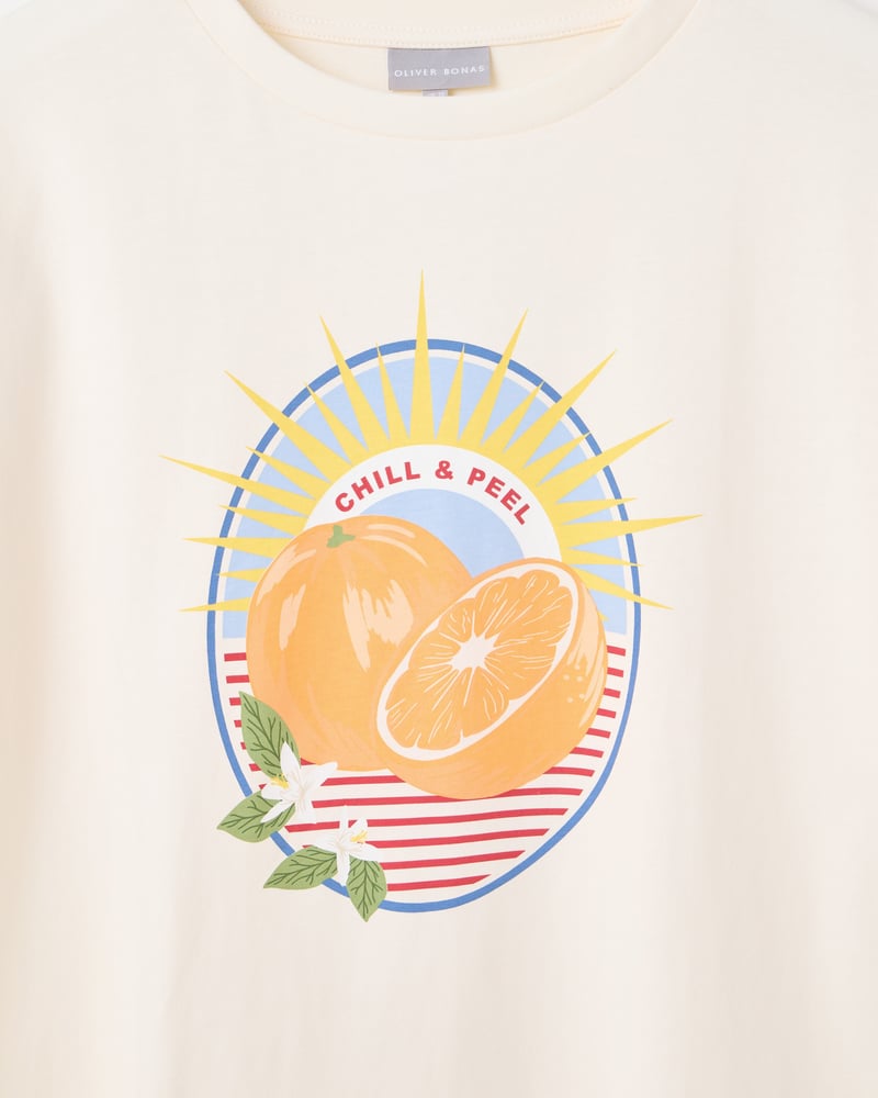 White Chill & Peel Orange Cotton Graphic T-Shirt