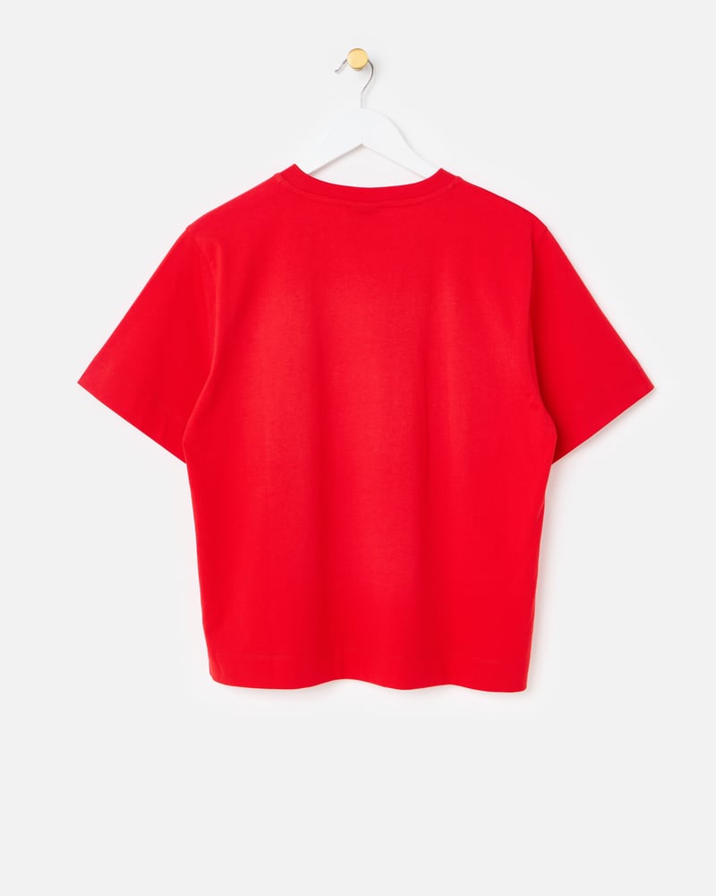 Red Pera Fresca Cotton Graphic T-Shirt