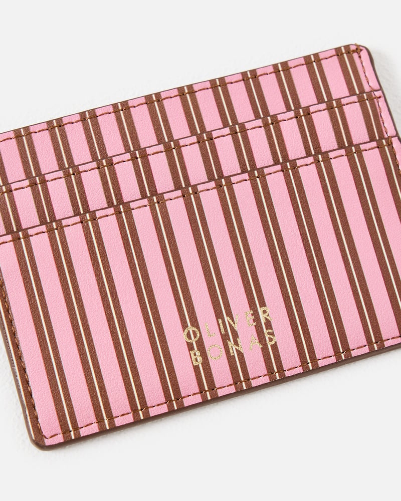 Pink & Brown Striped Fish Card Holder