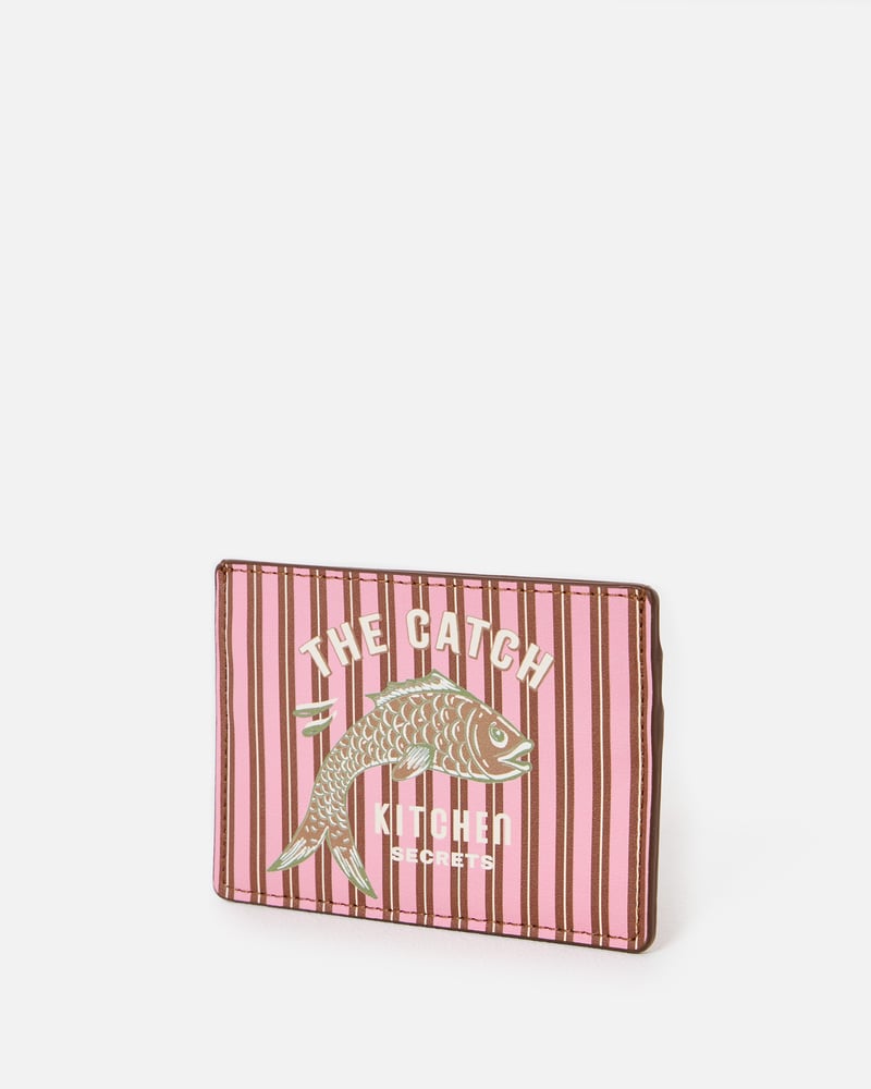 Pink & Brown Striped Fish Card Holder