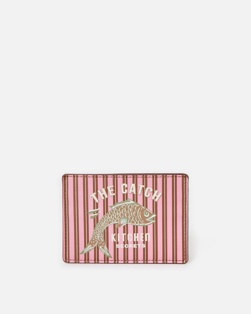 Pink & Brown Striped Fish Card Holder