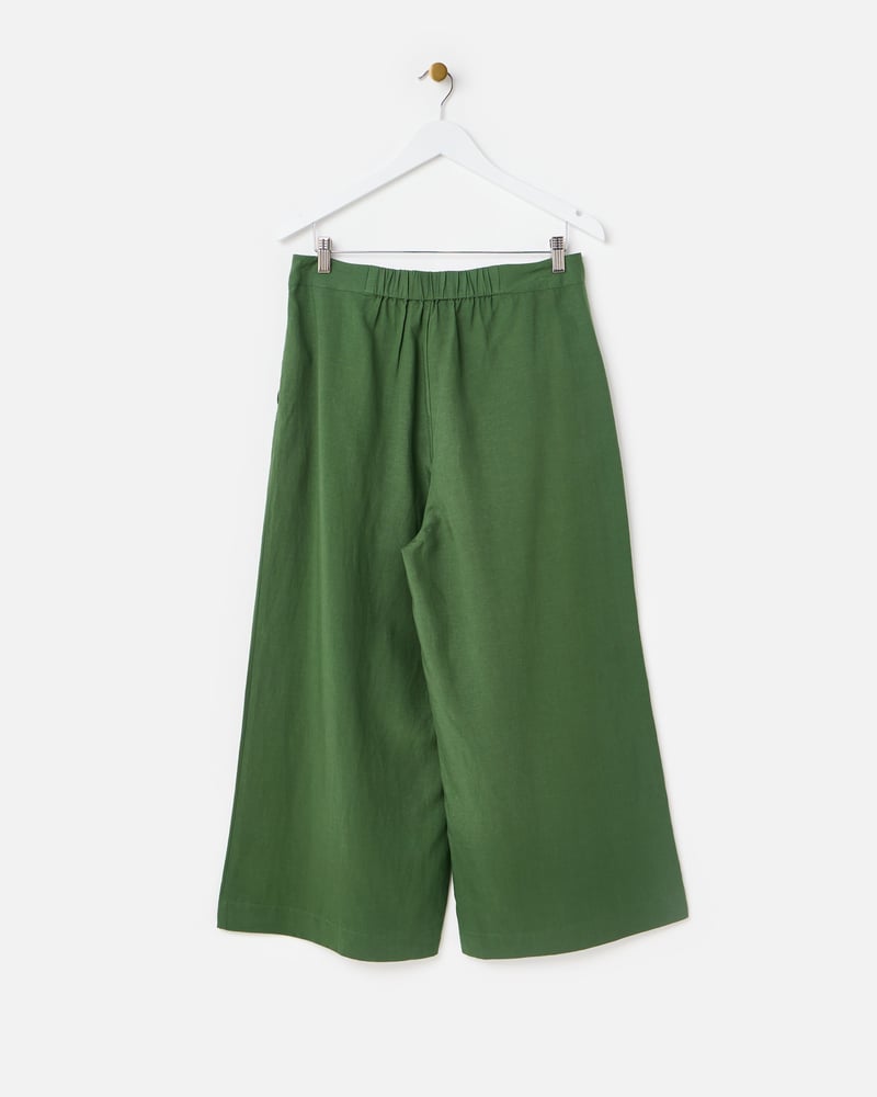 Dark Green Cropped Wide Leg Trousers