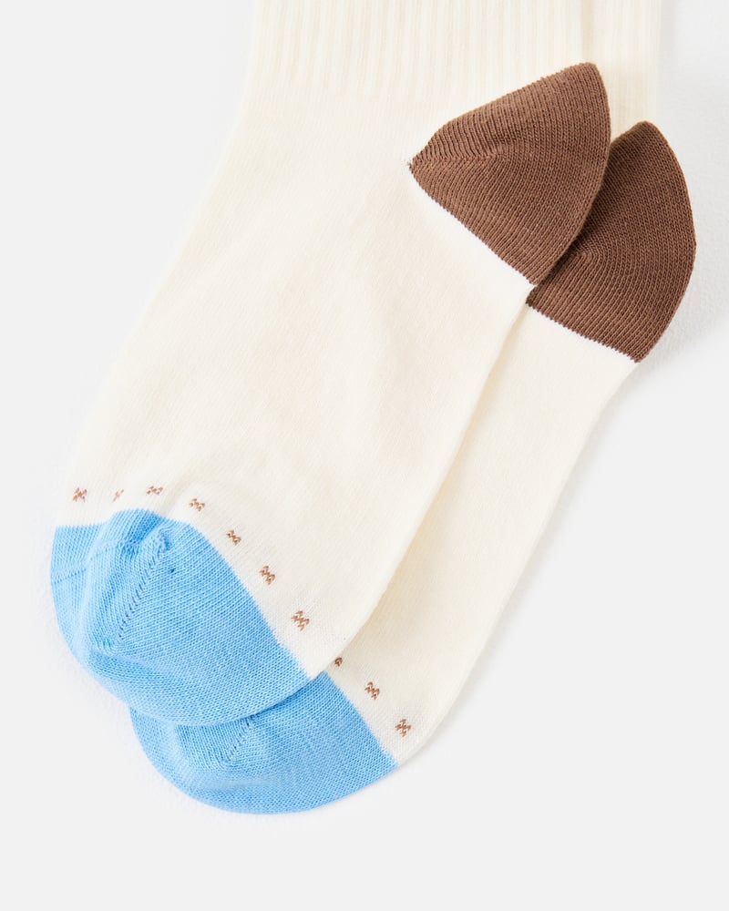 Cream & Brown Cross Stitch Alphabet Initial Ankle Socks