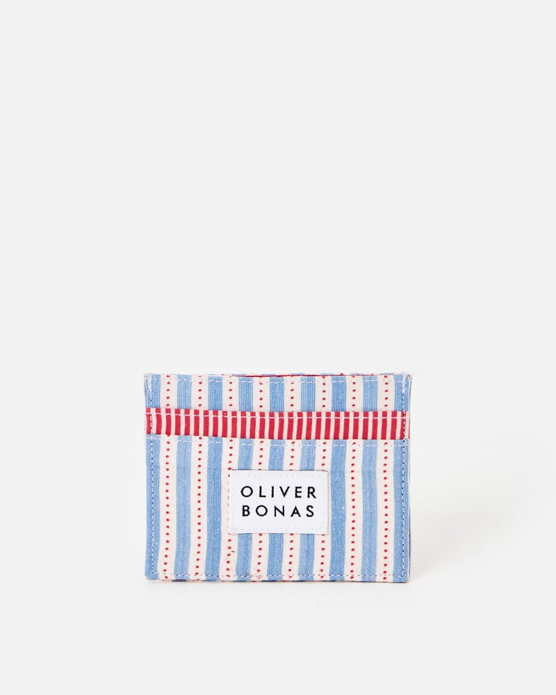 Blue & Red Striped Swan Card Holder