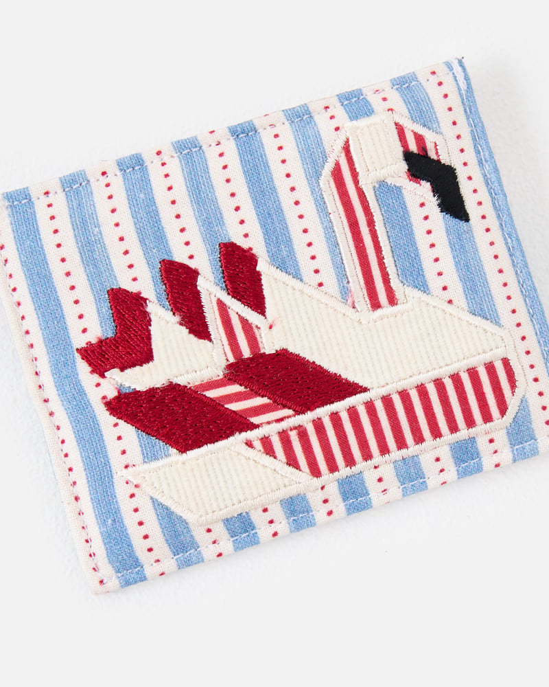 Blue & Red Striped Swan Card Holder