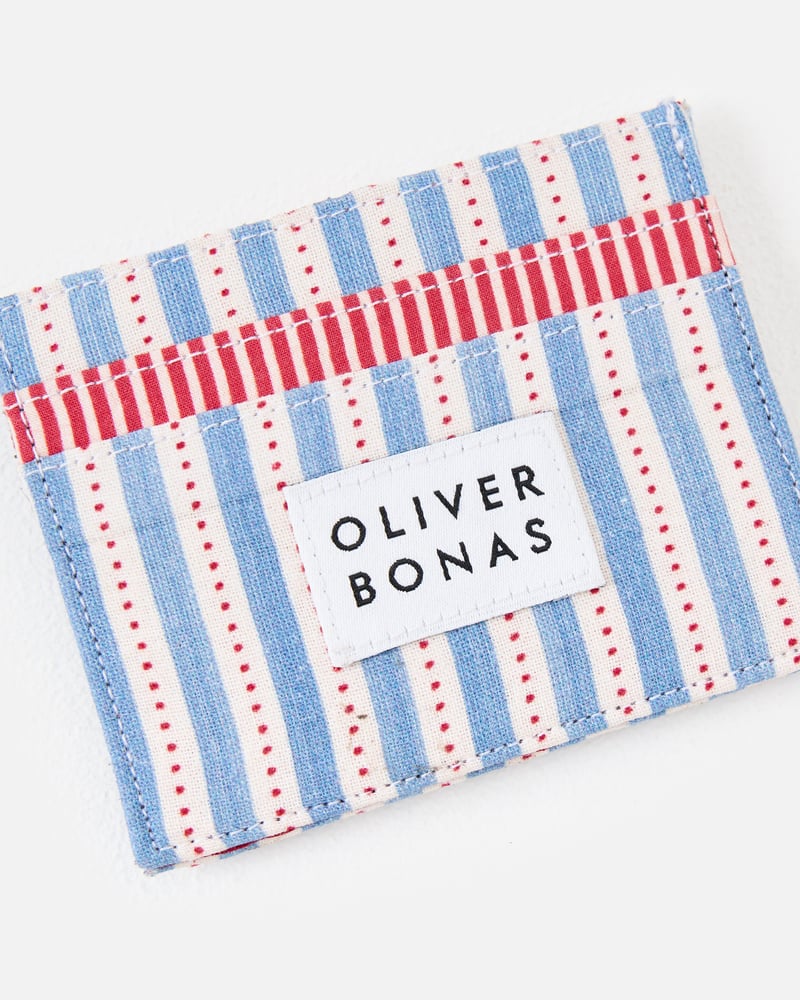 Blue & Red Striped Swan Card Holder