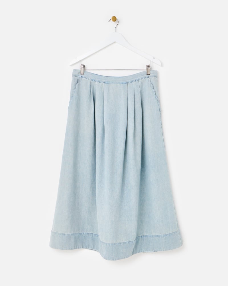 Light Blue Denim Midi Skirt