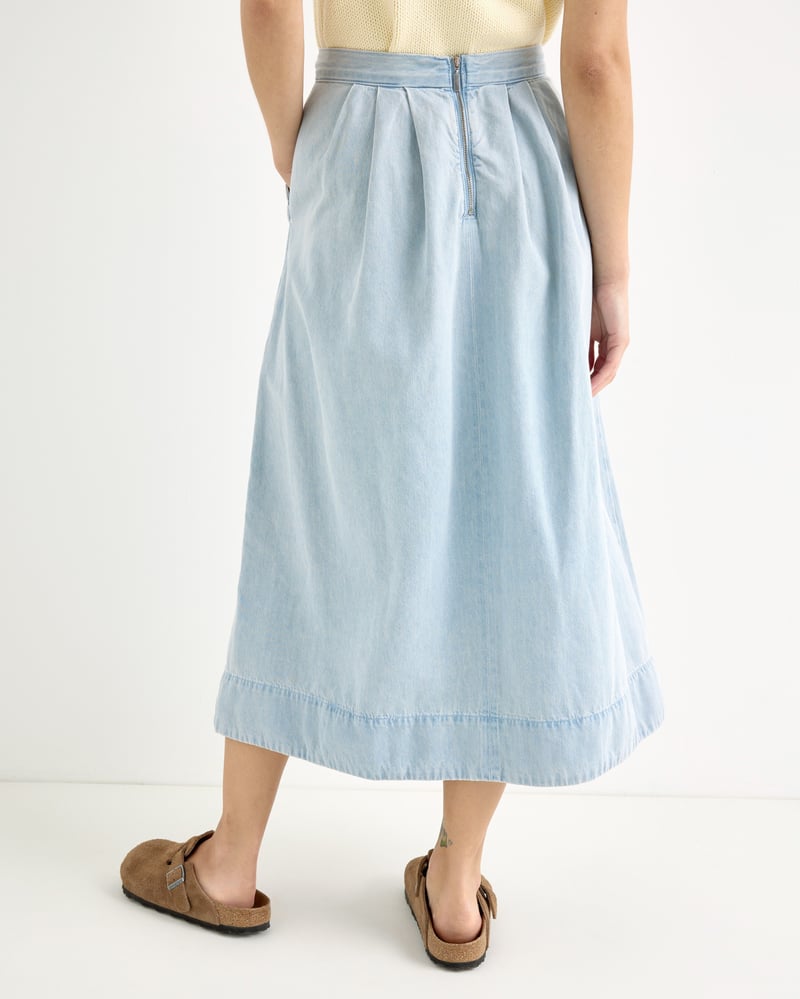 Light Blue Denim Midi Skirt