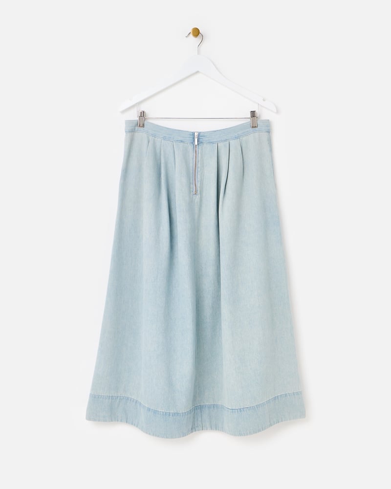 Light Blue Denim Midi Skirt
