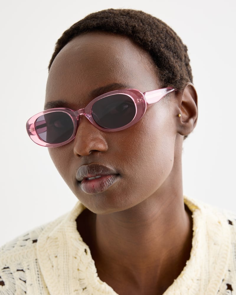 Pink Crystal Oval Acetate Sunglasses