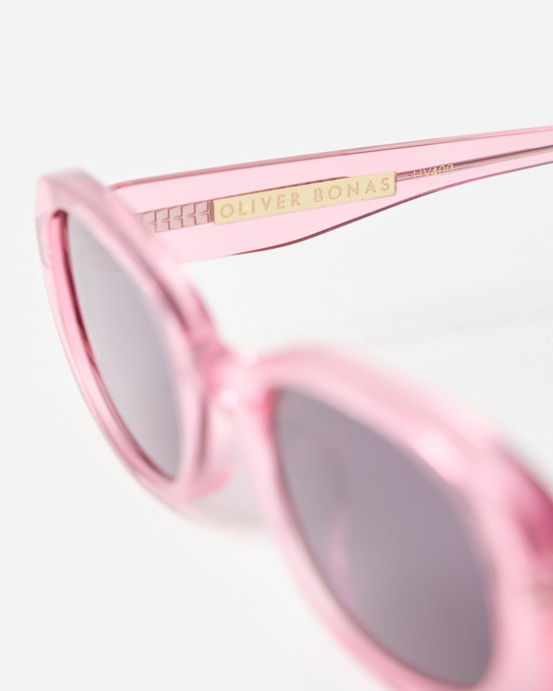 Pink Crystal Oval Acetate Sunglasses