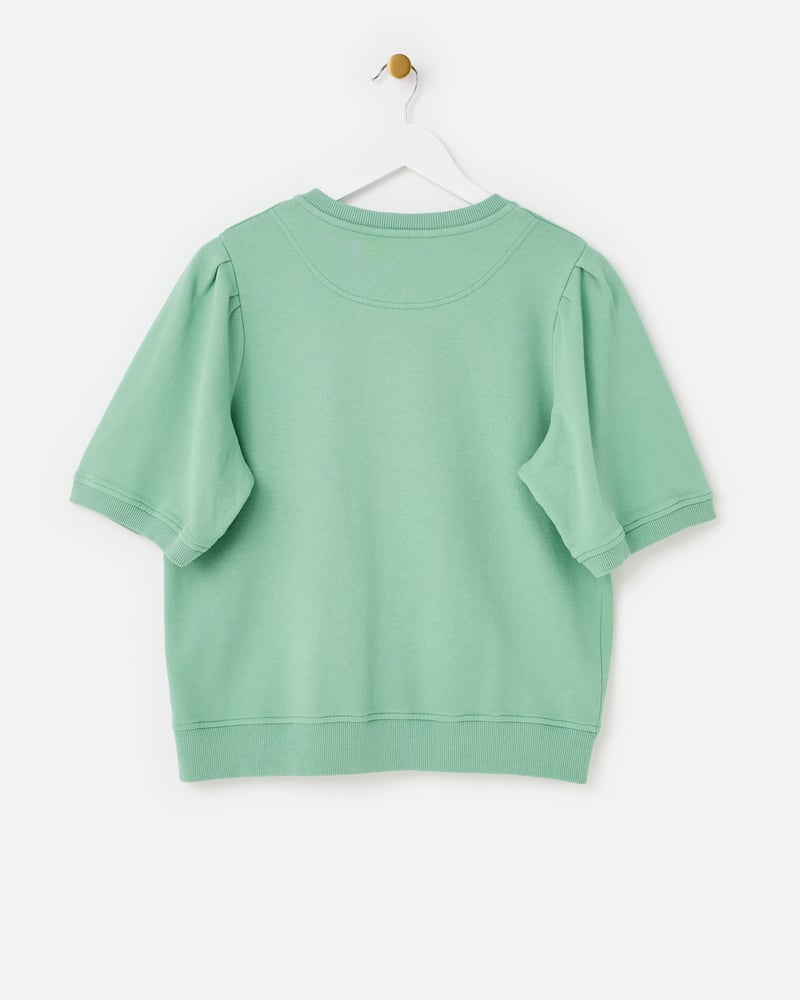 Sage Green Button Up Short Sleeve Sweatshirt