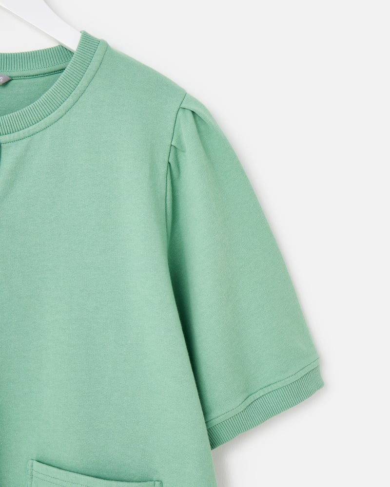 Sage Green Button Up Short Sleeve Sweatshirt