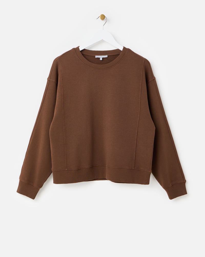 Chocolate Brown Seam Detail Sweatshirt