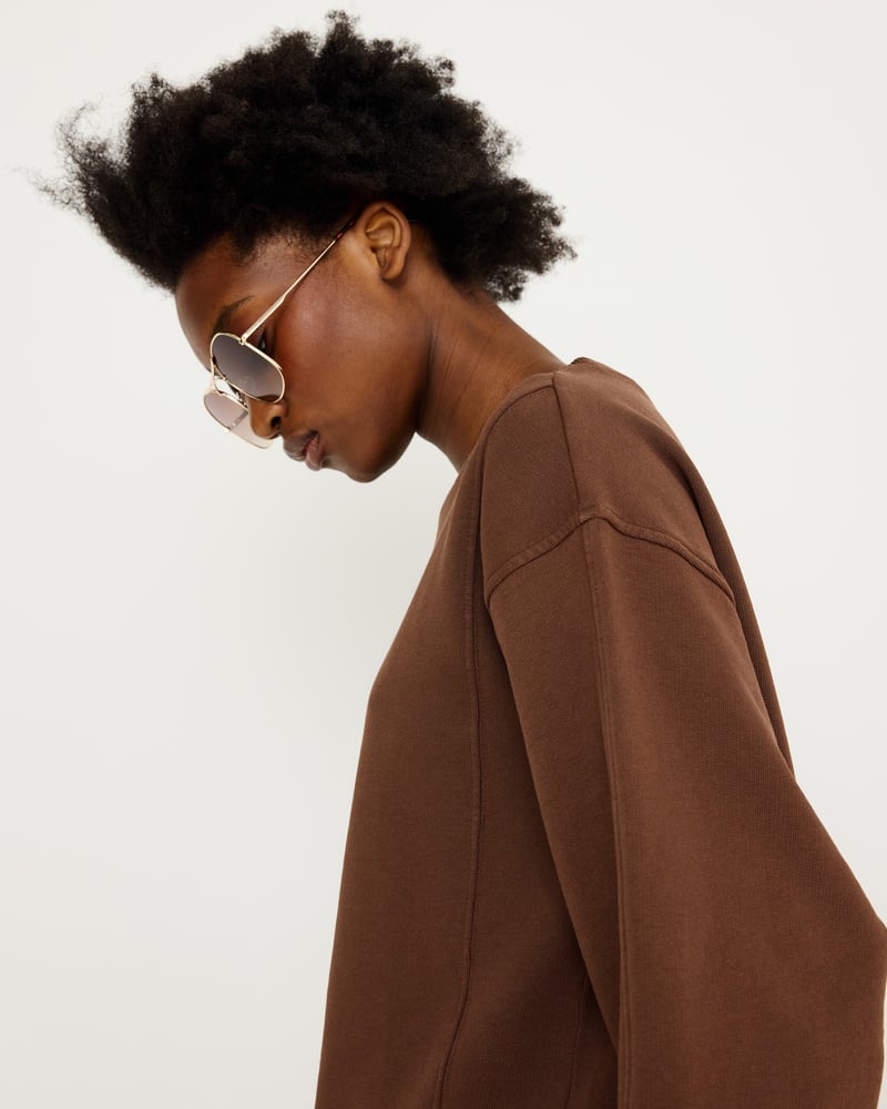 Chocolate Brown Seam Detail Sweatshirt