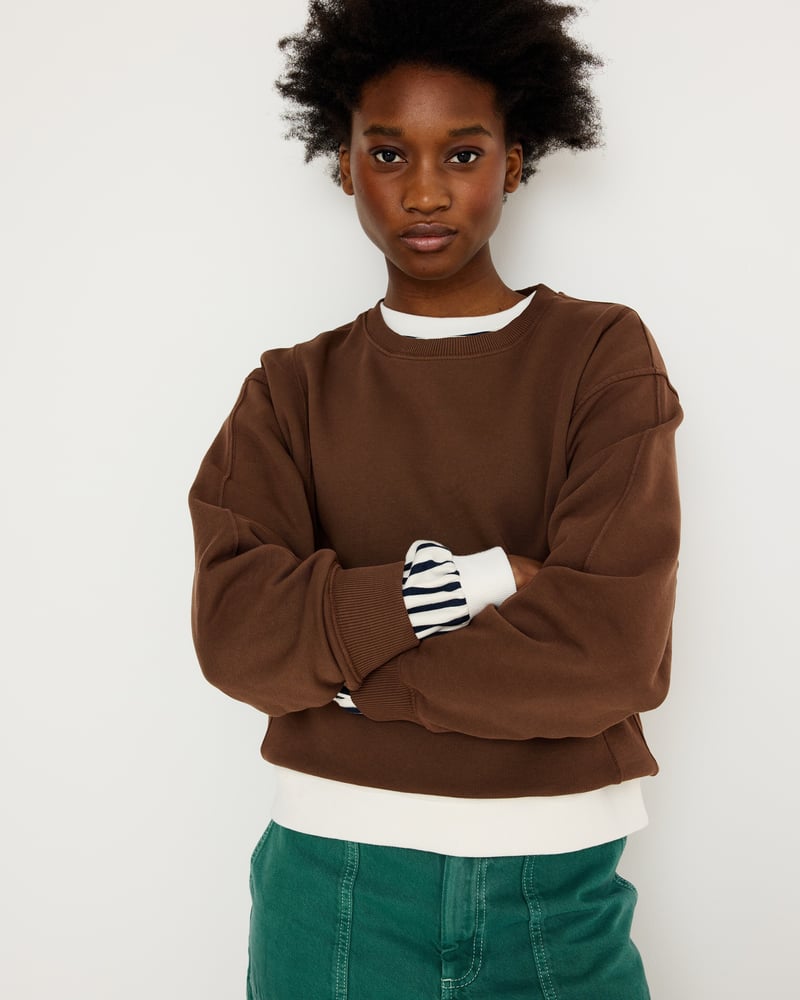 Chocolate Brown Seam Detail Sweatshirt