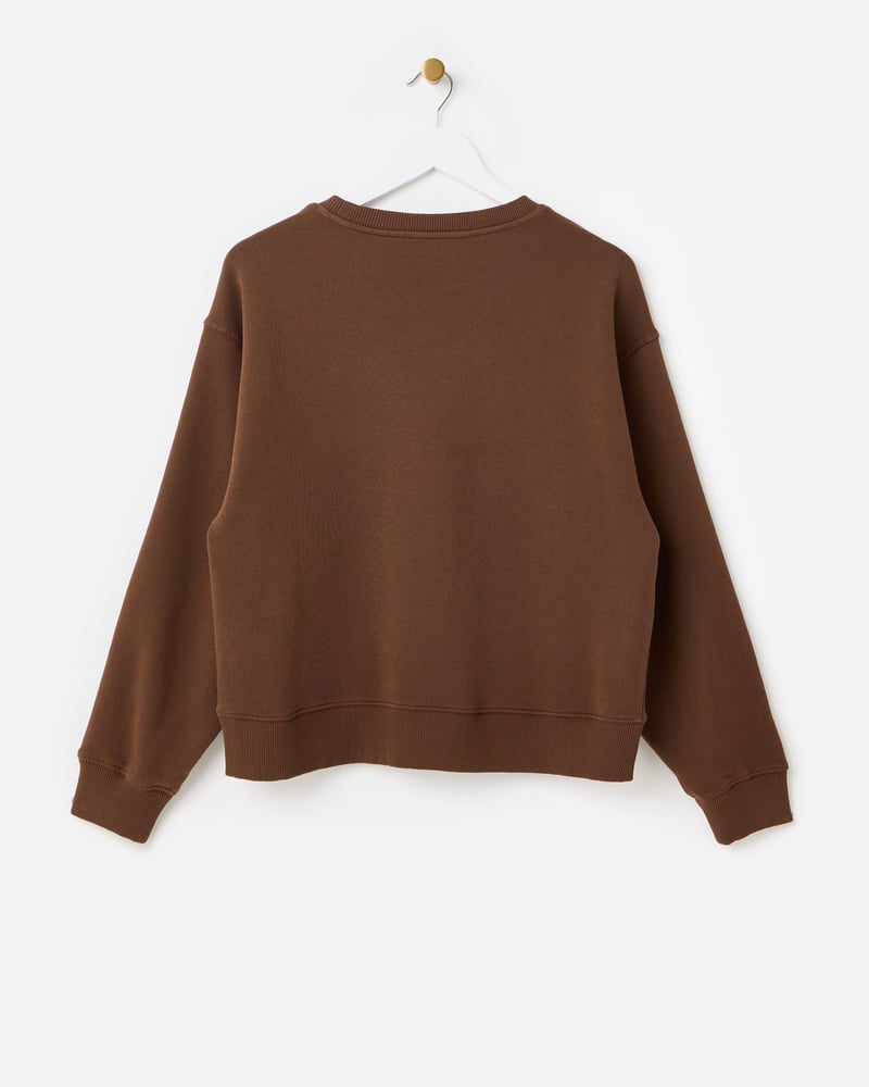 Chocolate Brown Seam Detail Sweatshirt